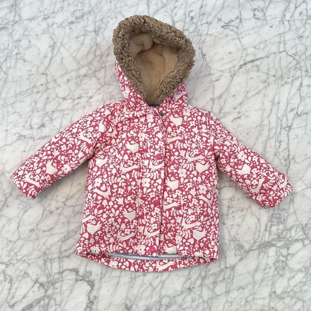 Mini Boden Pink and White Kids Jacket